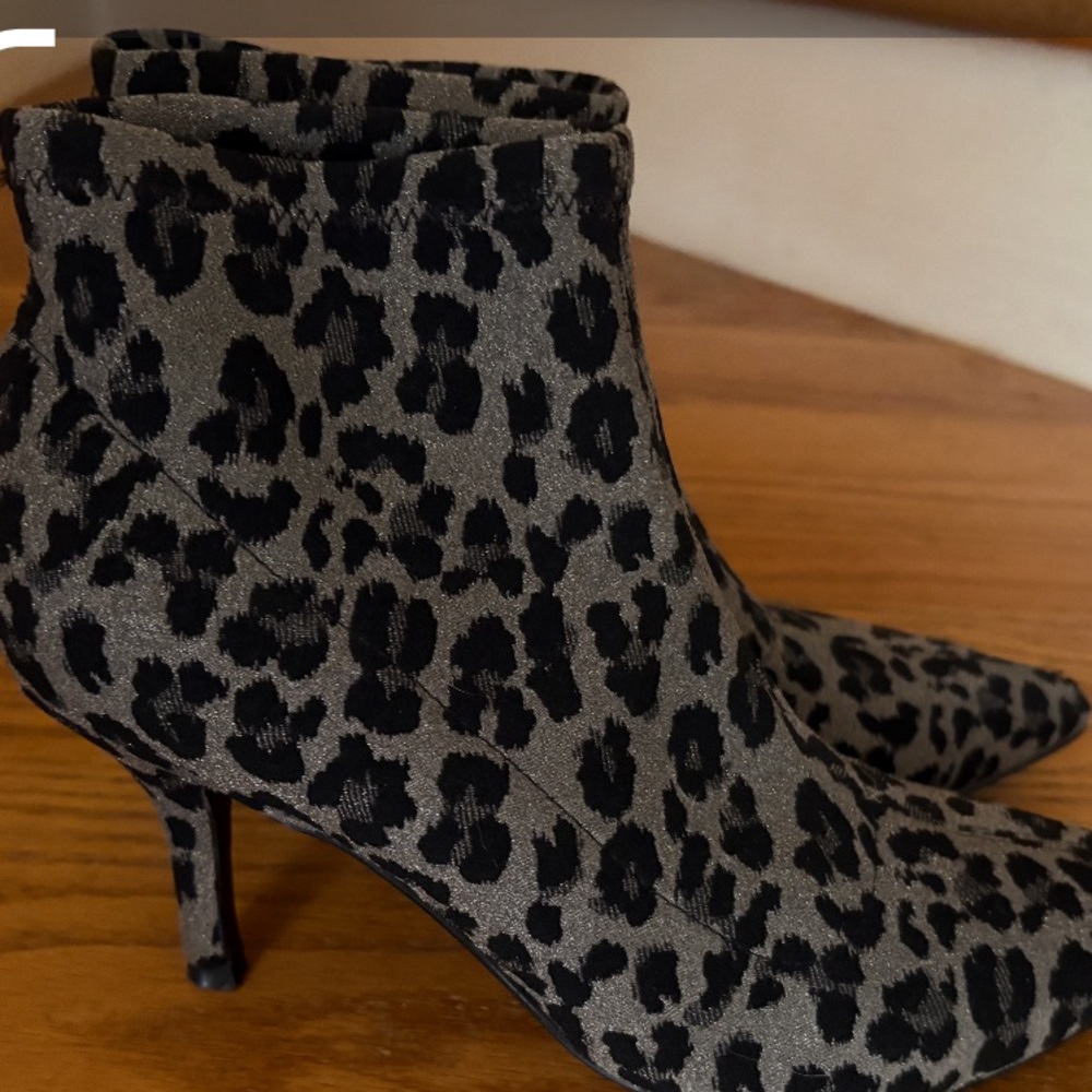 Nine West Black Leopard Heeled Boots
